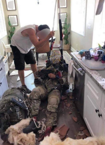 Paratrooper in someone's kitchen in 2021, missed the landing zone.
