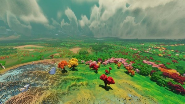 🕶️ A magnificent view of a sunny, verdant landscape with colorful trees, under a sky with a few stretched, threatening clouds in the distance. 

📚️ Veloren is a libre & multi-platform multiplayer action / RPG game with voxel graphics and third-person view, inspired by games such as Cube World and Dwarf Fortress. There is no scenario, it is a living world (and procedurally generated) of fantasy and magic to explore, where the player acquires combat skills and traverses dungeons, builds and fly airships, explore the world or even settle down as a master of any trade.
