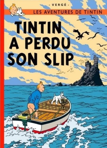 Pochette de Tintin a perdu son slip
Tintin et Milou sur un bateau vers l'île Noire
Tintin est cul-nu
