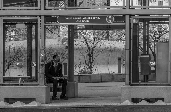 Waiting for the eastbound bus in
downtown Cleveland Ohio.
-April 8, 2024