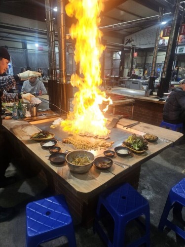 Korean fork belly(삼겹살) and fire show !!🔥🔥