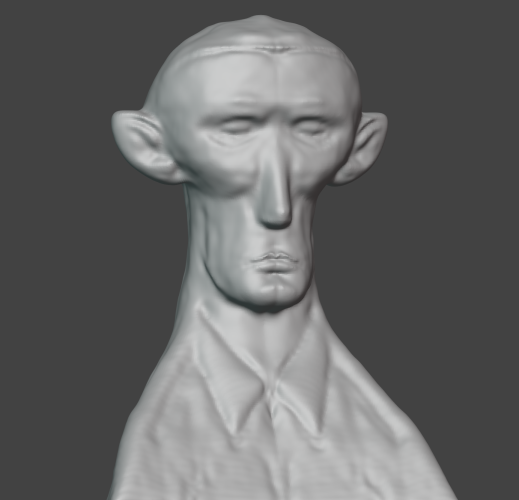 Screenshot of a 3D male portrait sculpture in progress.