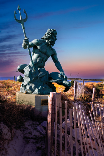 Virginia Cape Charles Neptune Poseidon Statue Maquette sunset:

https://www.pictorem.com/975311/Charles%20City%20King%20Nepture%20Poseideon.html