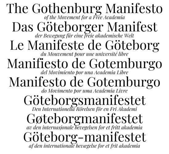 Picture of the gothenburg manifesto in selvrealisering languages
