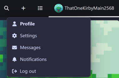 Kbin's avatar menu with the userstyle enabled. Each item in the menu has an icon to the left.
