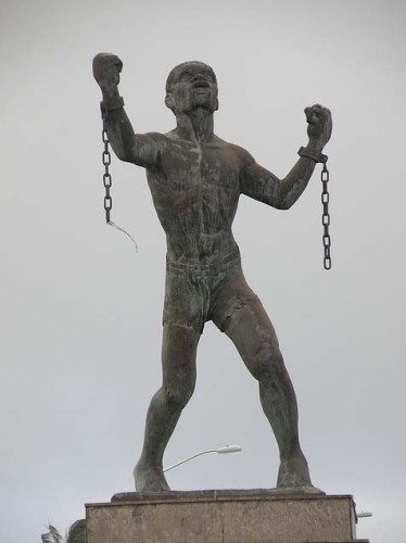 Statue of Bussa, who led a slave rebellion on Barbados in 1816.