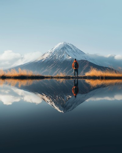 View of mountain reflections in New Zealand 