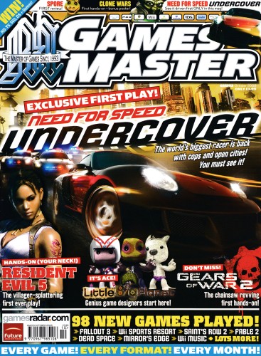 Front cover for GamesMaster 203 - October 2008 (UK), featuring Need For Speed Undercover