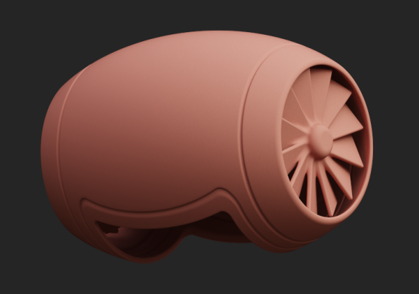 Clay-style test rendering of a 3D sci-fi drone.