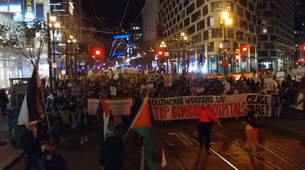Photo mass march in San Francisco in support of Palestine. 