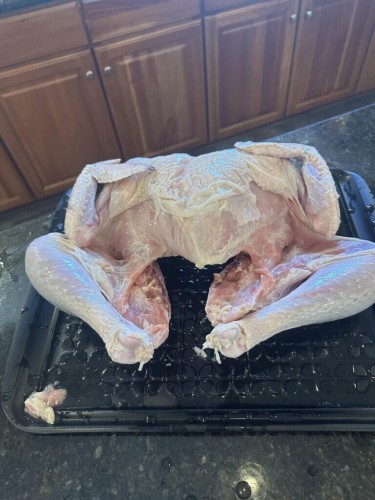 Spatchcocked soon to be brined for about 24 hrs and going on the smoker tomorrow!