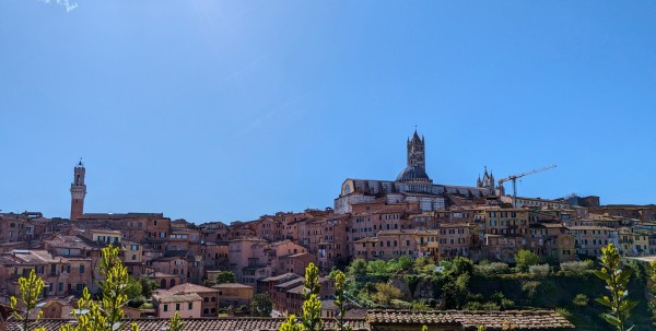 view towards the cathedral of Siena, Tuscany, Italy. April 2024.
