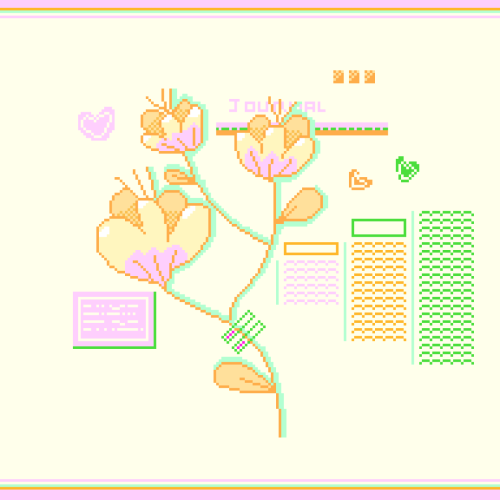 Journal with flowers pixelart work