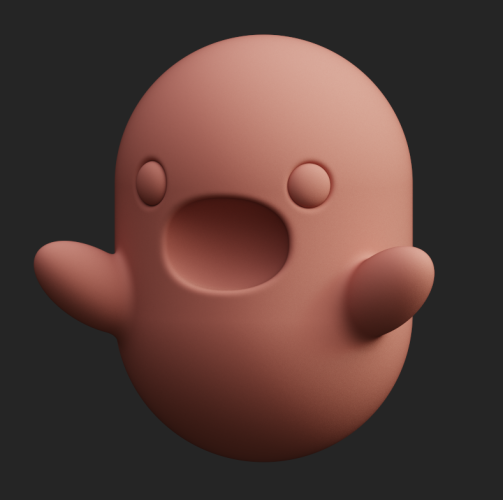 Clay-style 3D rendering of a kawaii character design.