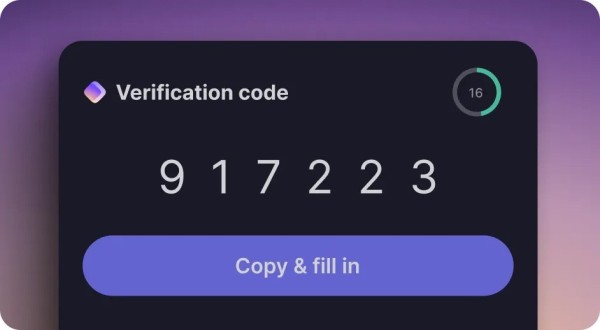 screenshot of Proton Pass two-factor authentication verification code