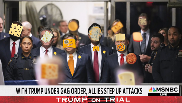 trump's courtroom supporters from last week, with cheese