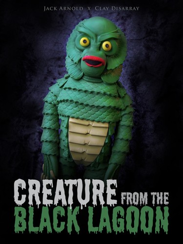 My poster for Creature From The Black Lagoon with my clay model of Gill-Man 