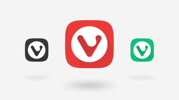 An image with a white background showing the Vivaldi browser icon in black, red and in green.