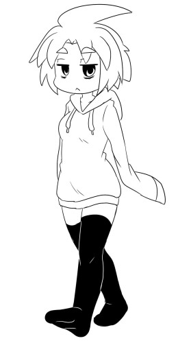 nath, a tall lady in a cartoony style wearing thigh highs
