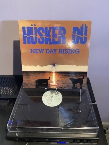Husker Du - New Day Rising playing on the record player, with cover propped up at back. 