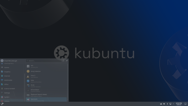 Picture of the newly released Kubuntu Linux 24.04 desktop. 