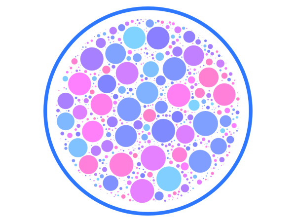 Algorithmically generated visual showing circle packing with circles of a different size.