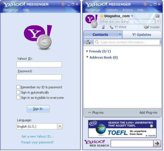 An old screenshot of Yahoo! Messenger