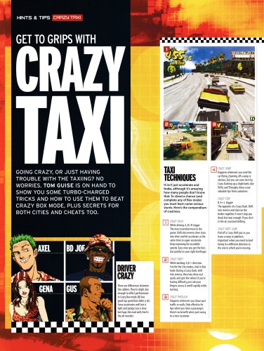 Tips section for Crazy Taxi on Dreamcast from Official Dreamcast Magazine 7 - May 2000 (UK)
