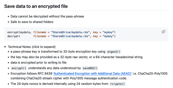 Demonstration of the 'rmonocypher' package showing how the 'encrypt' function can be used.