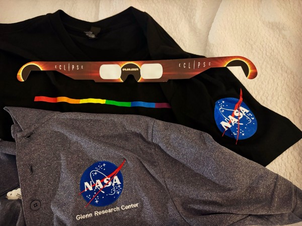 NASA Glenn polo, NASA Pride shirt, Eclipse glasses